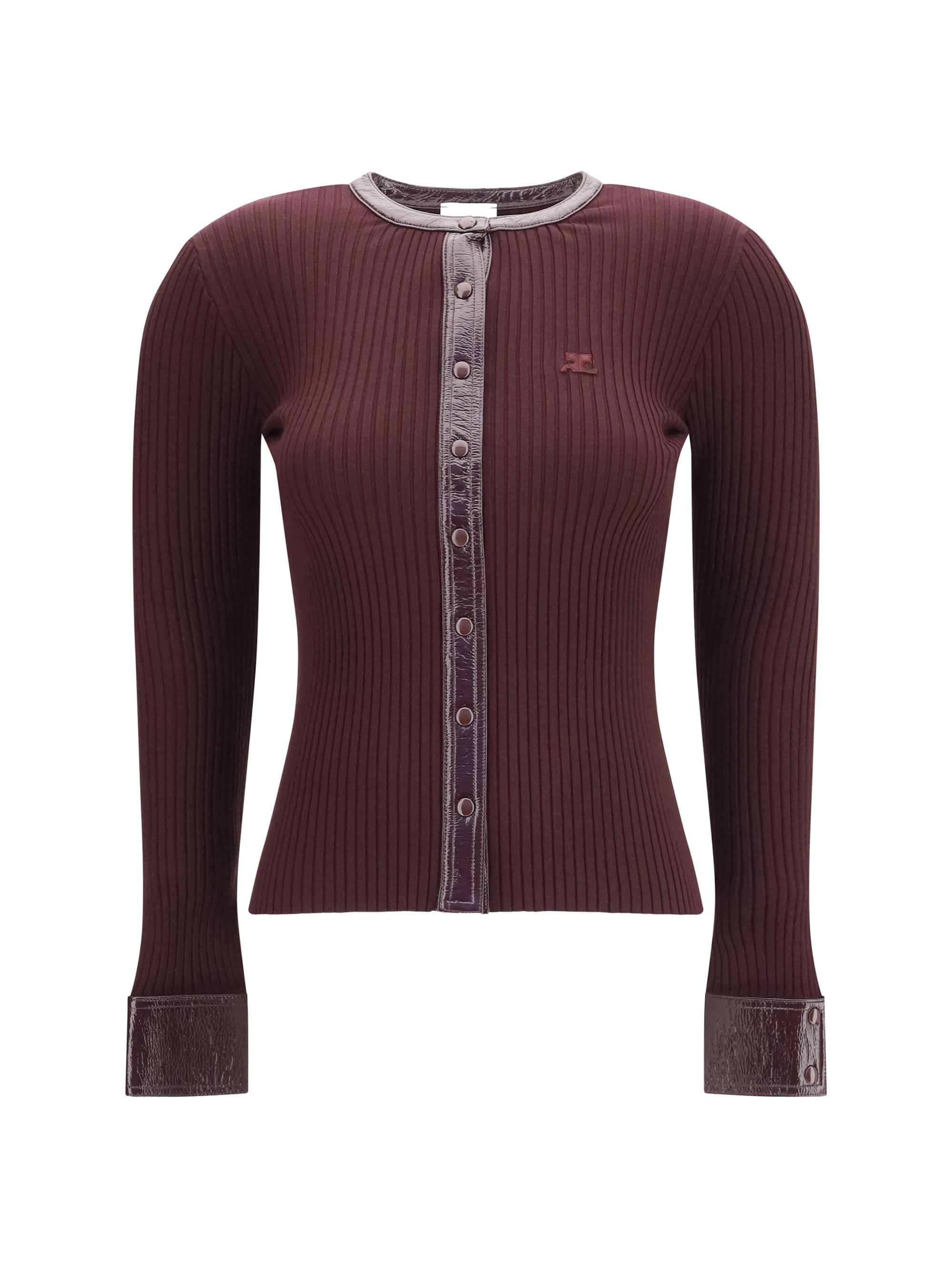 vinyl and knit cardigan
