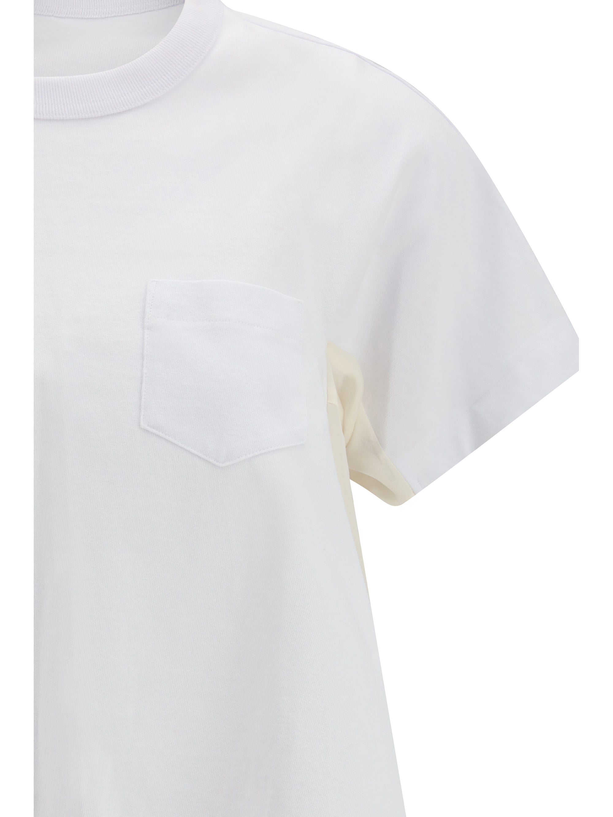 SACAI 1 light weight denim x cotton jersey t-shirt