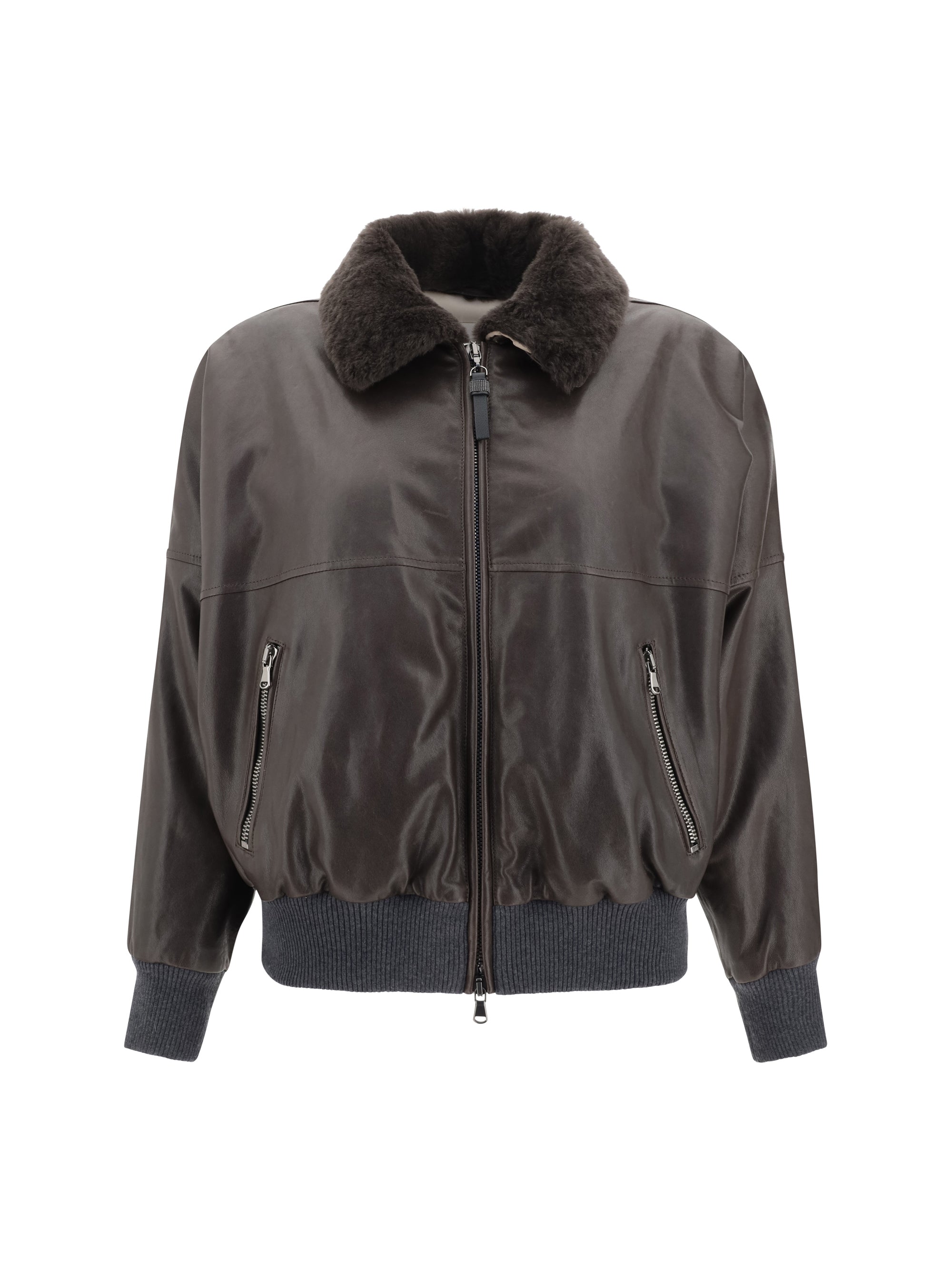 BRUNELLO CUCINELLI 42 leather jacket