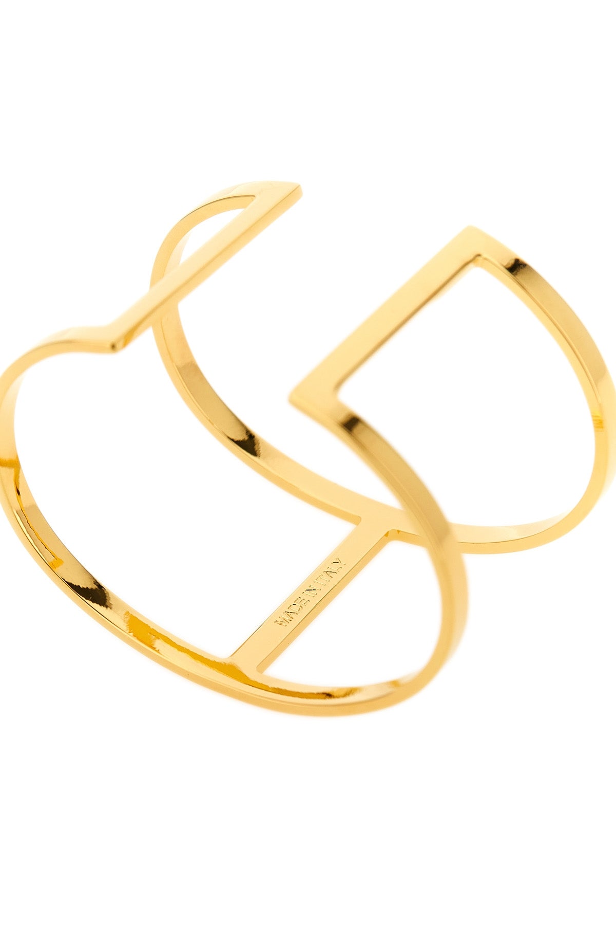 set of two gold-finish metal bracelets