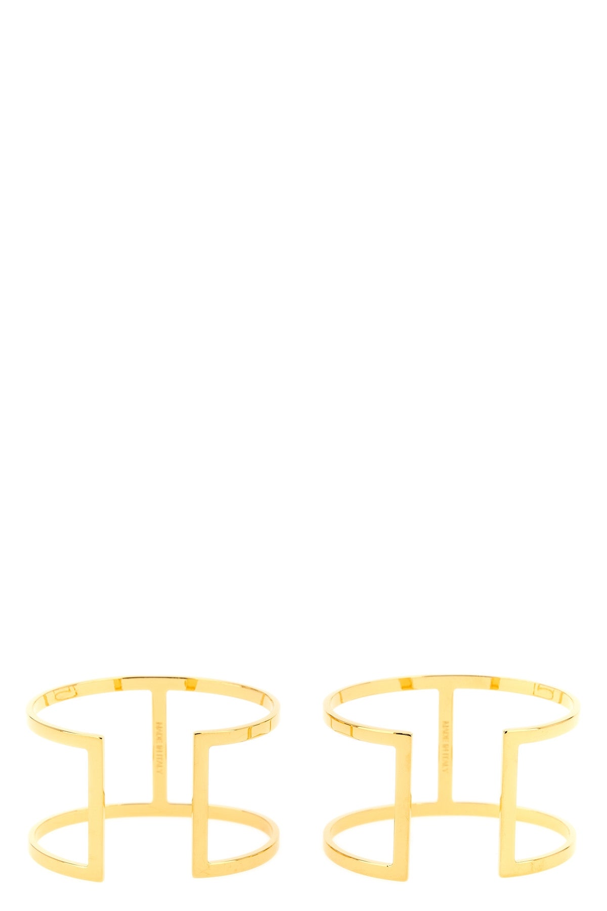 set of two gold-finish metal bracelets