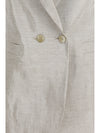 double-breasted jacket in linen and lurex with jewel buttons
