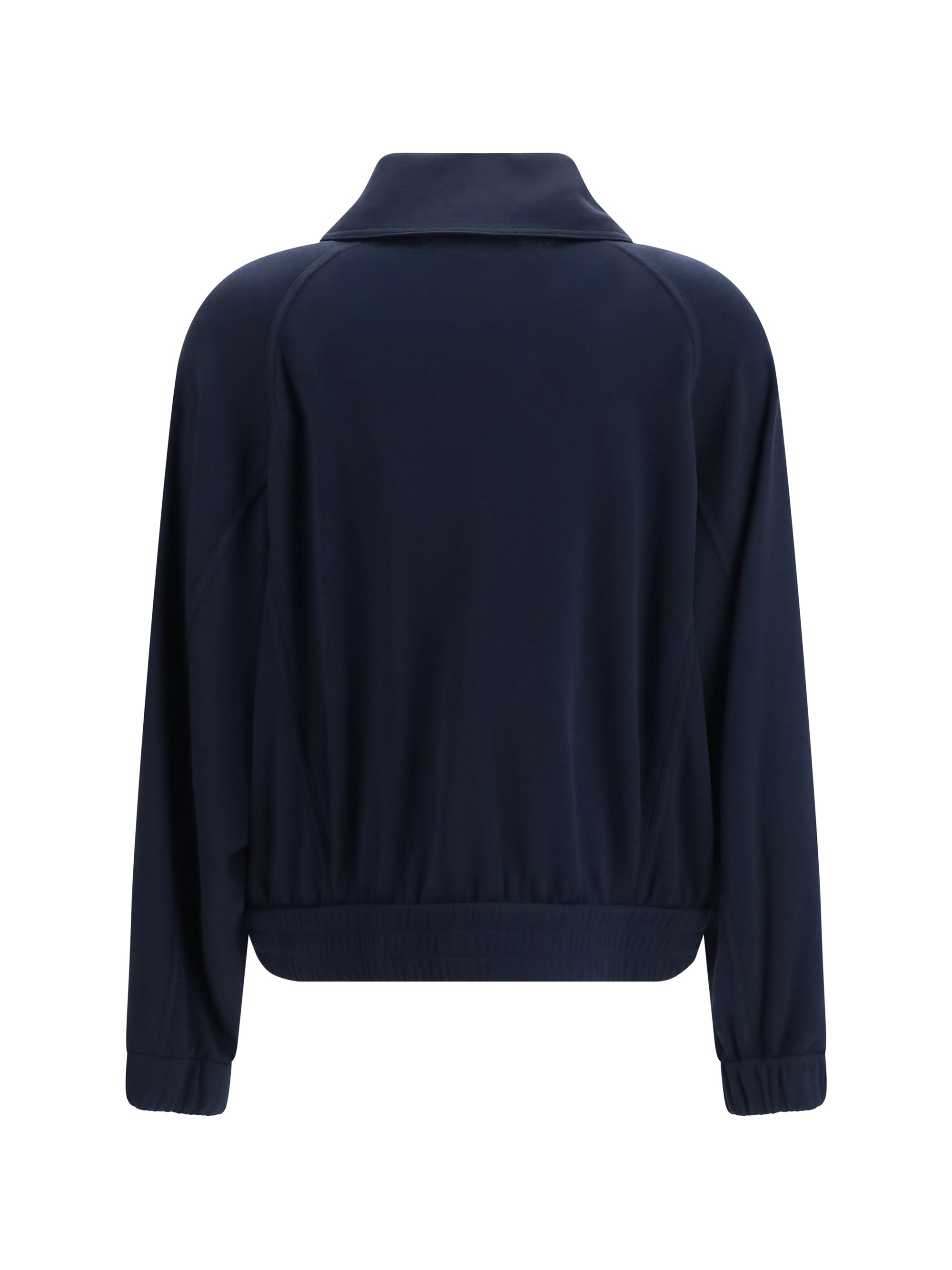 high-neck sweatshirt in cotton and silk blend