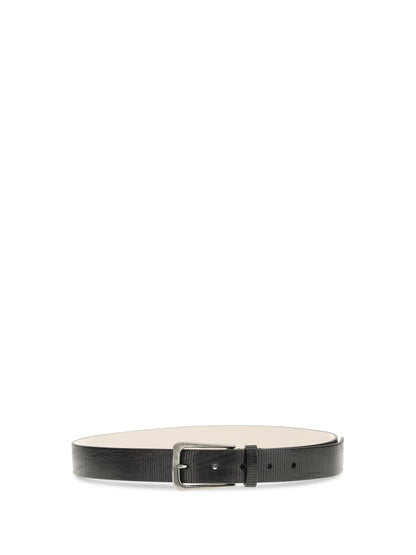 BRUNELLO CUCINELLI L carved leather belt with shimmering buckle