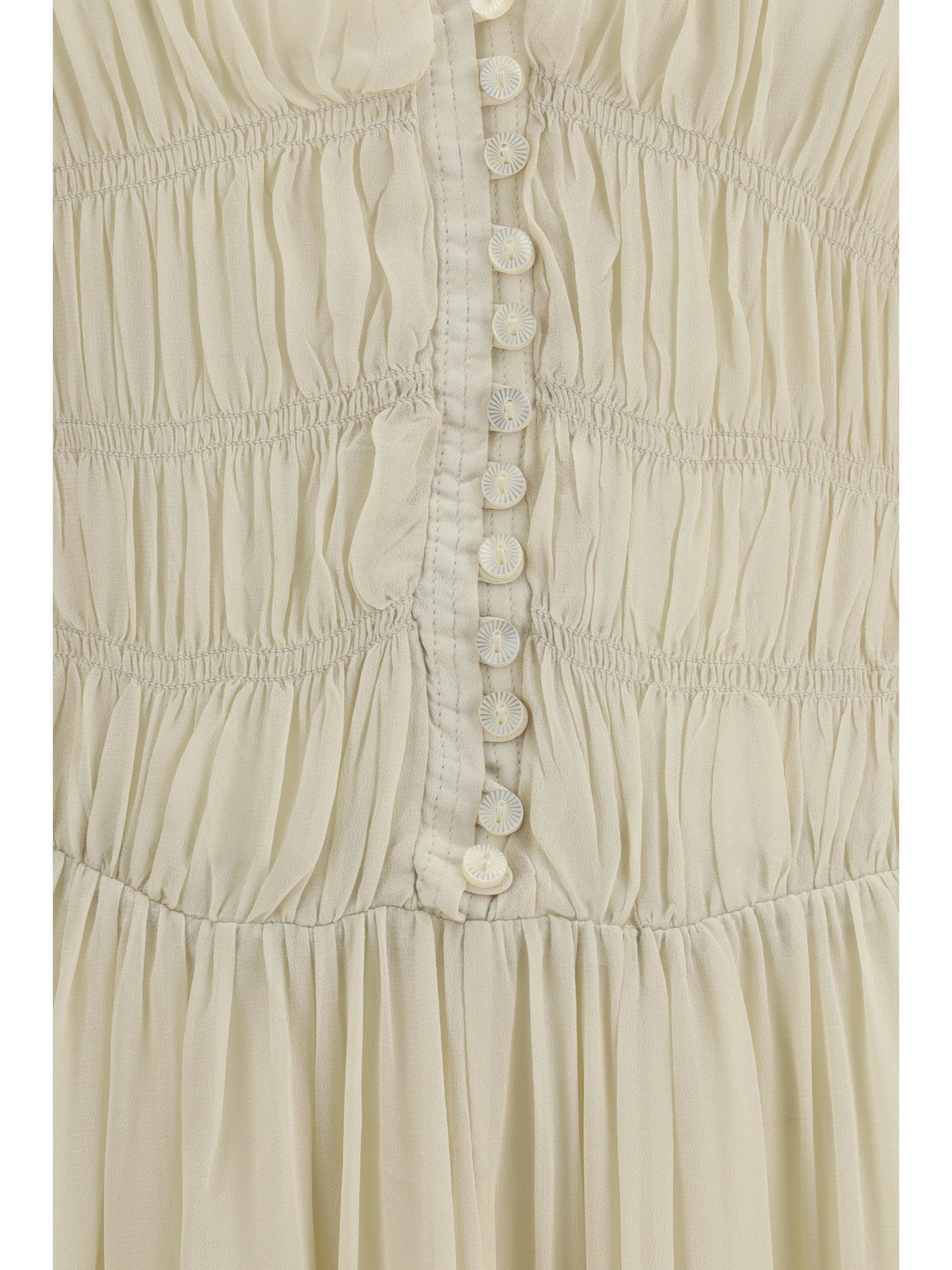 buttoned sheer long dress