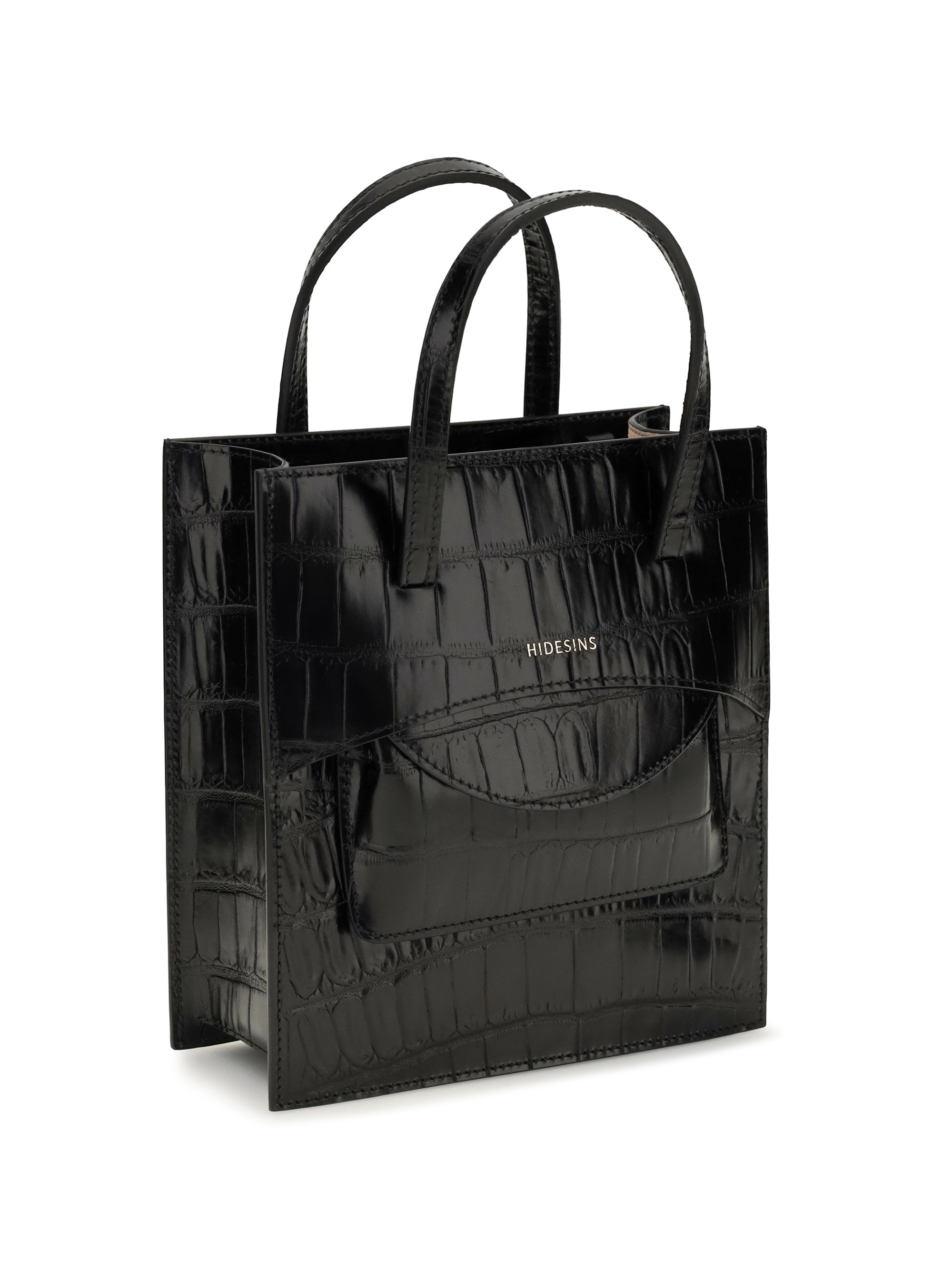 pocket leather handbag