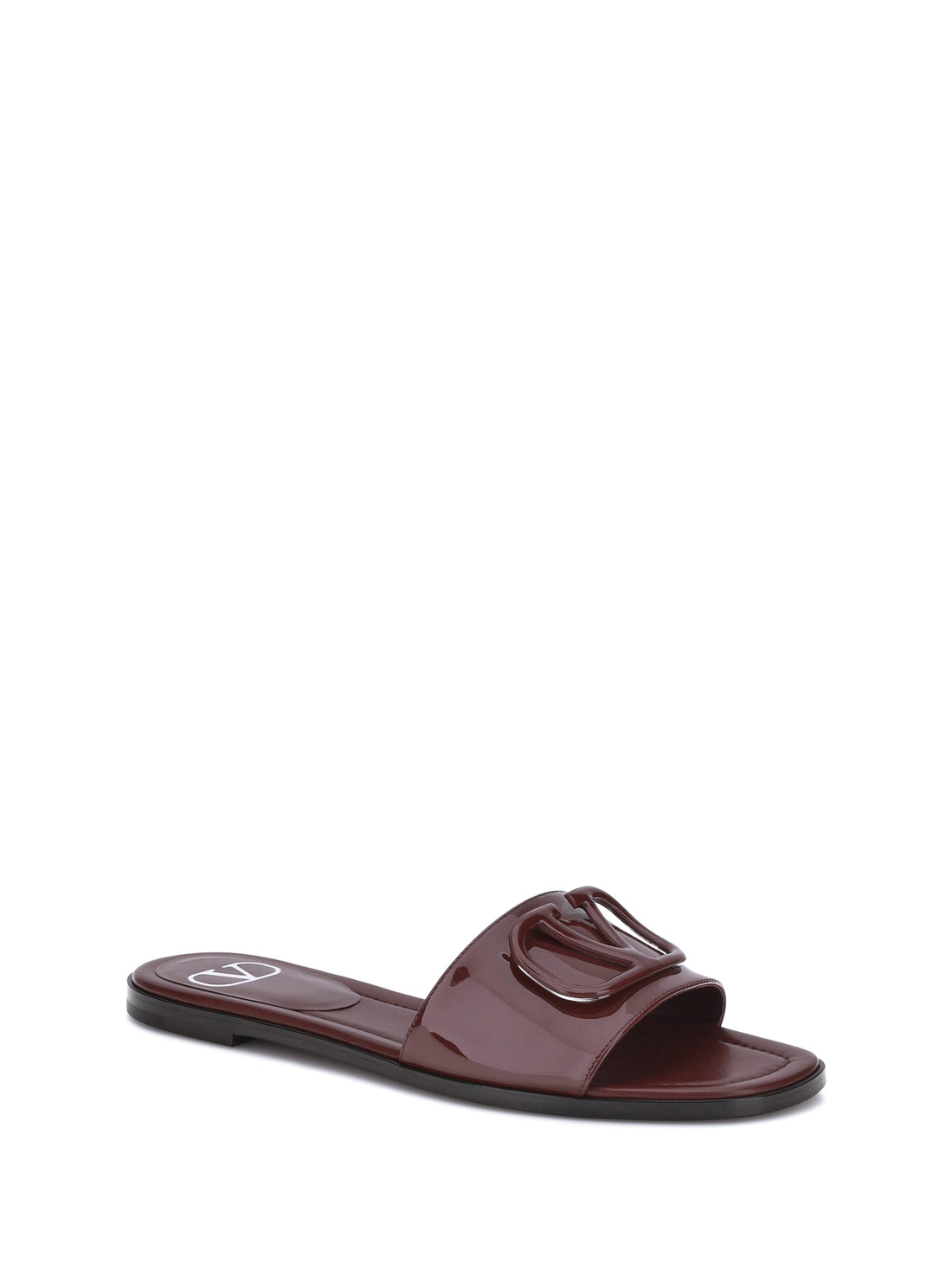patent leathe vlogo slide sandals