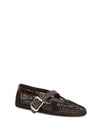 mesh and crocodile-print leather ballerinas