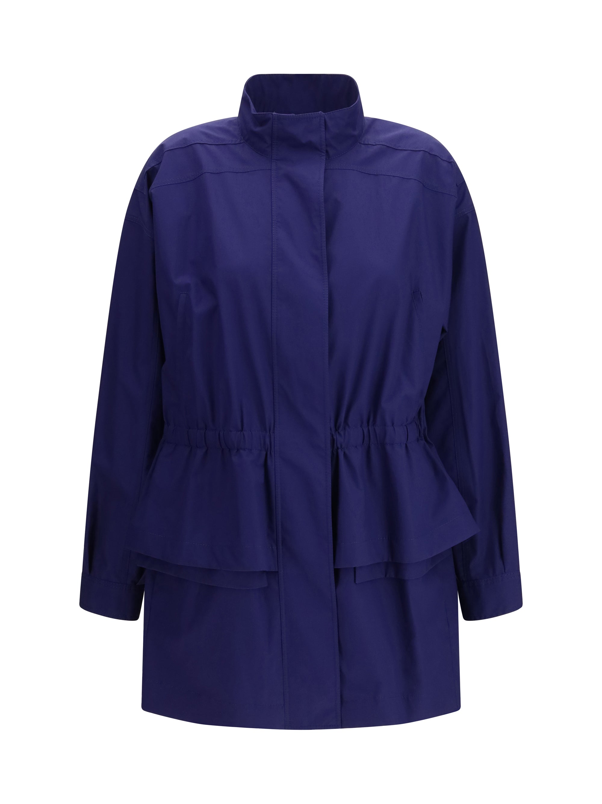 midi poplin parka in cotton with logo embroidery