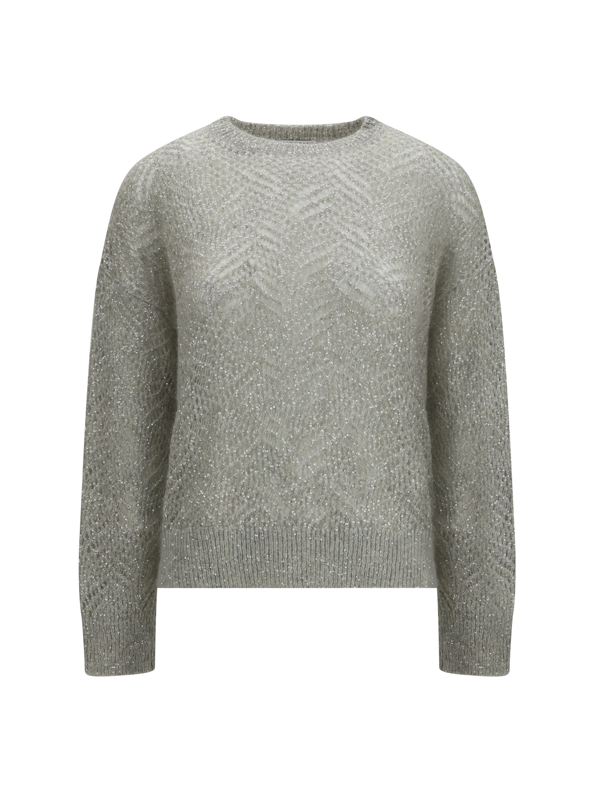 openwork sequined crewneck sweater