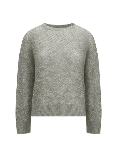 openwork sequined crewneck sweater