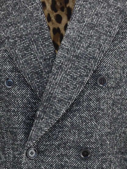 DOLCE &amp; GABBANA 40 double-breasted chevron blazer 