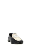 label leather and cotton canvas loafers