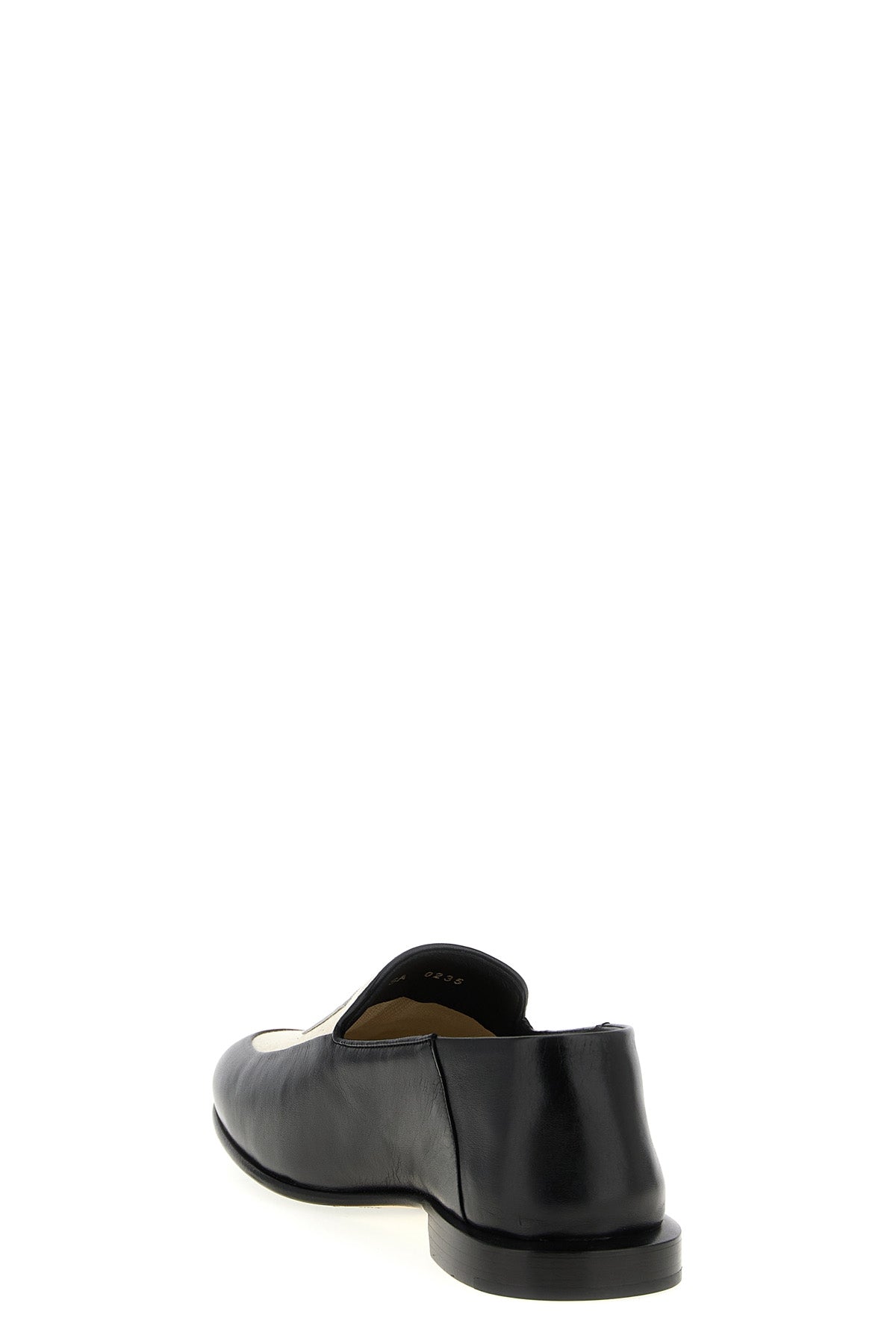 label leather and cotton canvas loafers