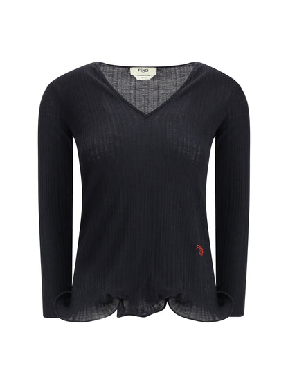 FENDI L long-sleeved virgin wool top