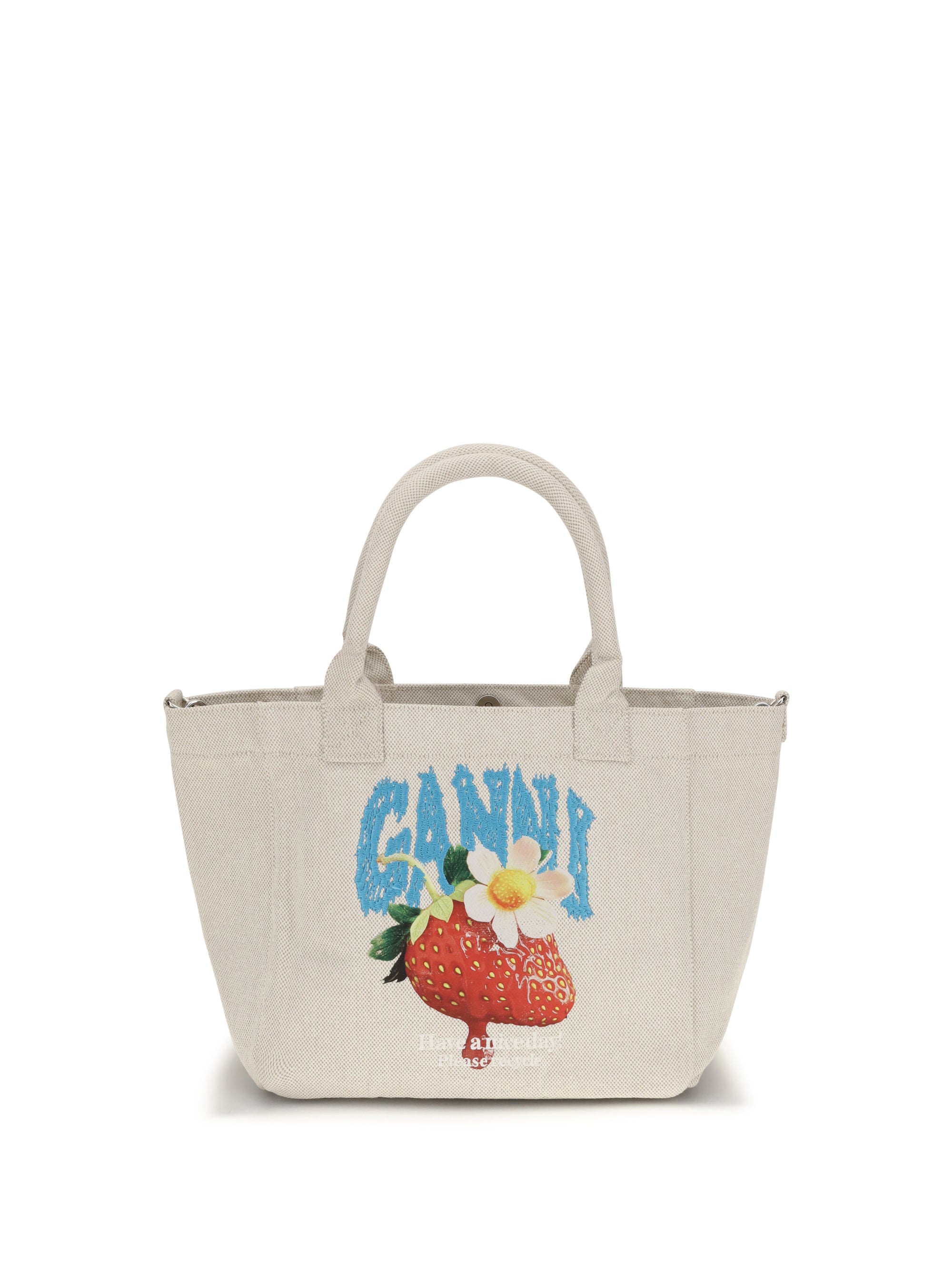 small easy shoulder bag with strawberry print