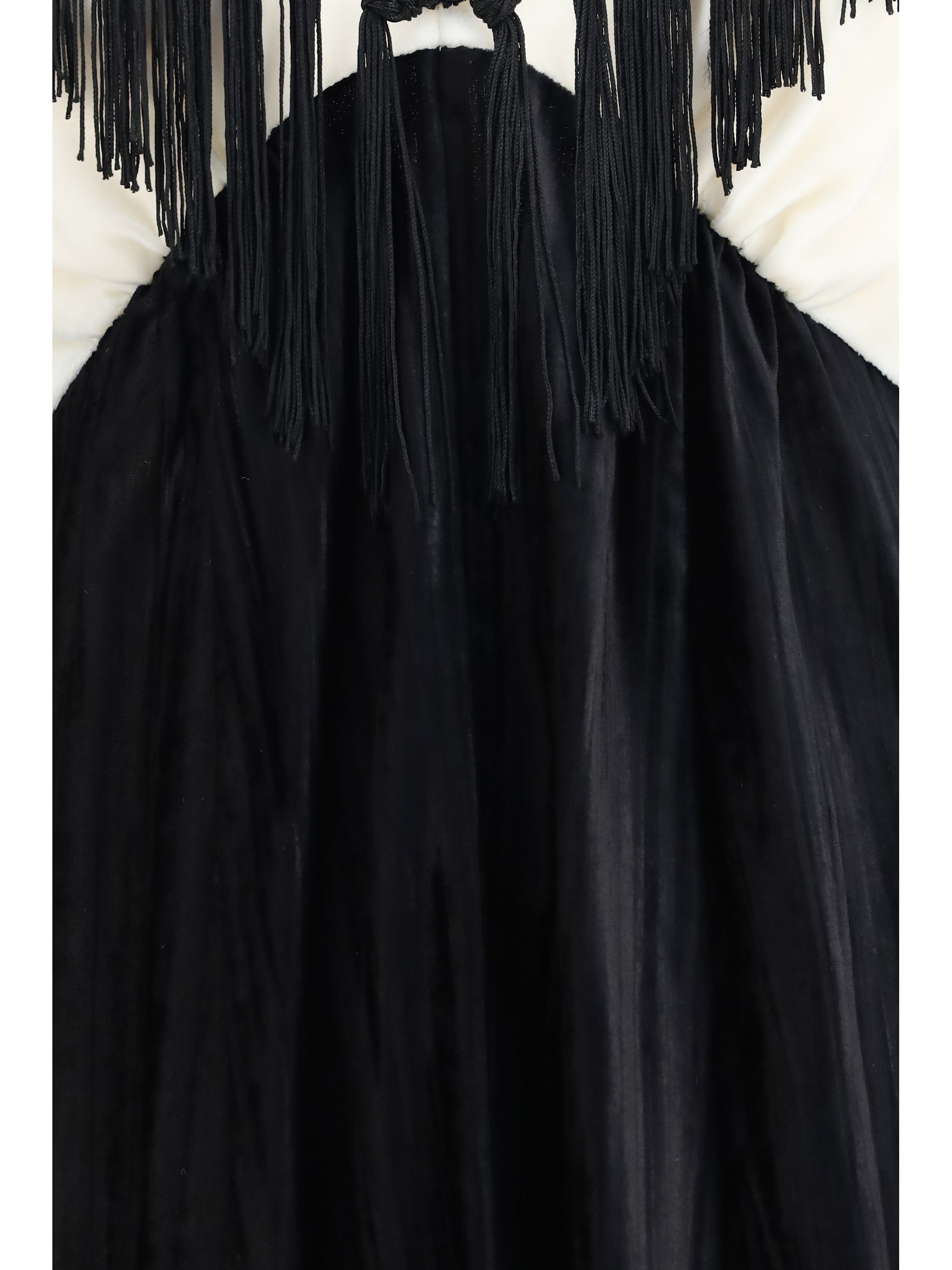 color-block velvet long dress with fringes