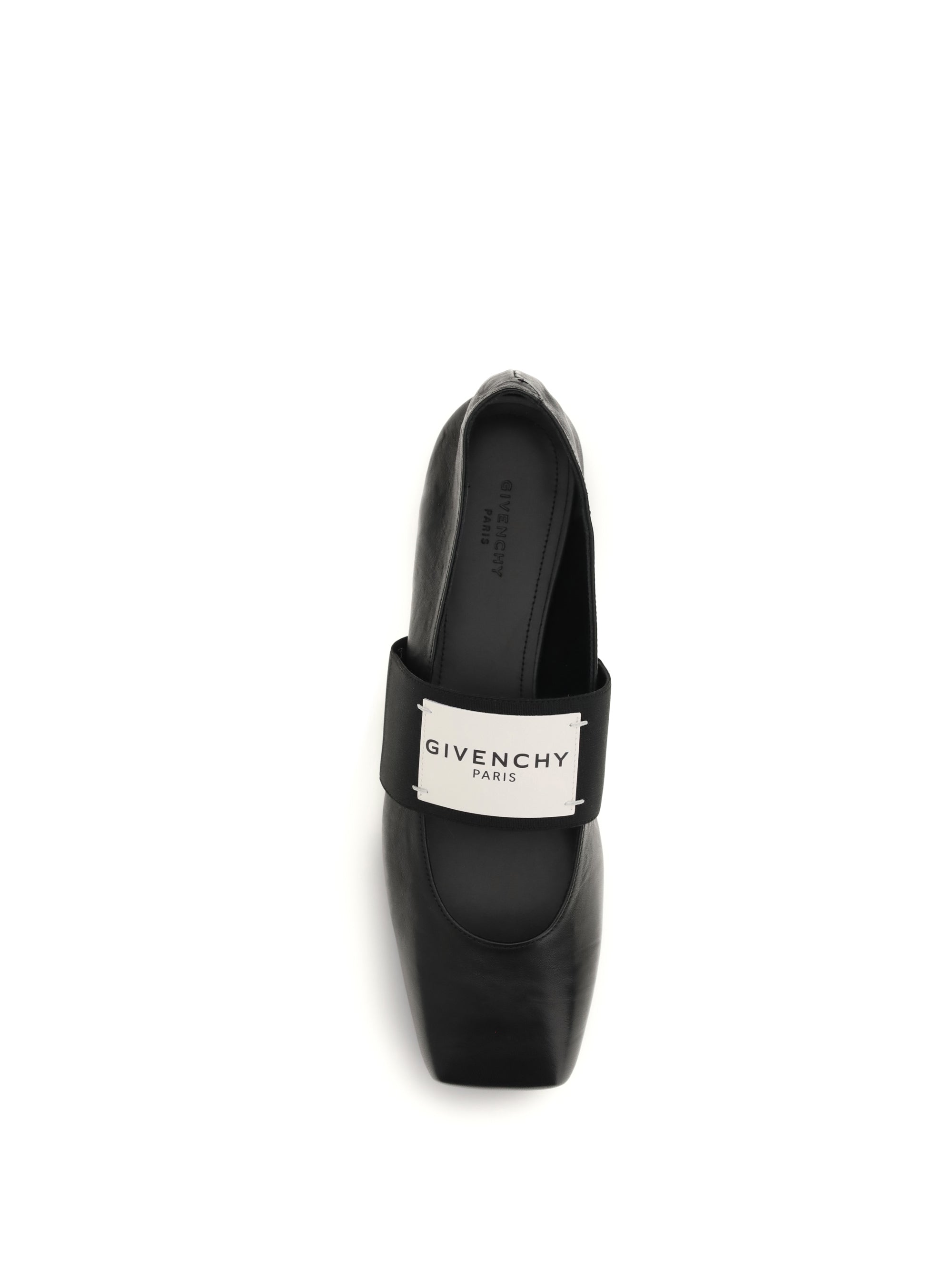 leather sliced square ballerinas