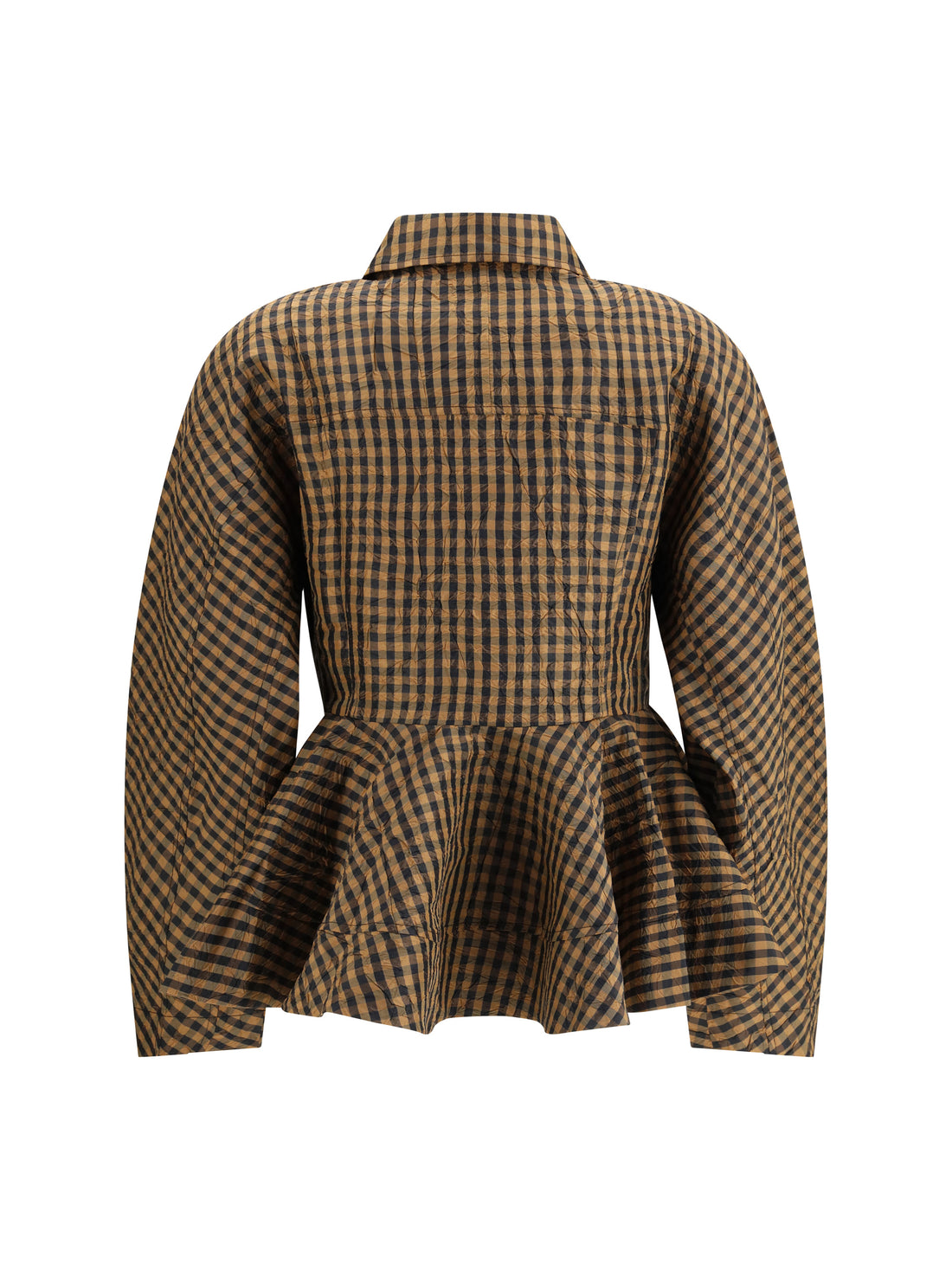 GANNI 36 blouse in crinkled checked taffeta