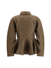 GANNI 36 blouse in crinkled checked taffeta