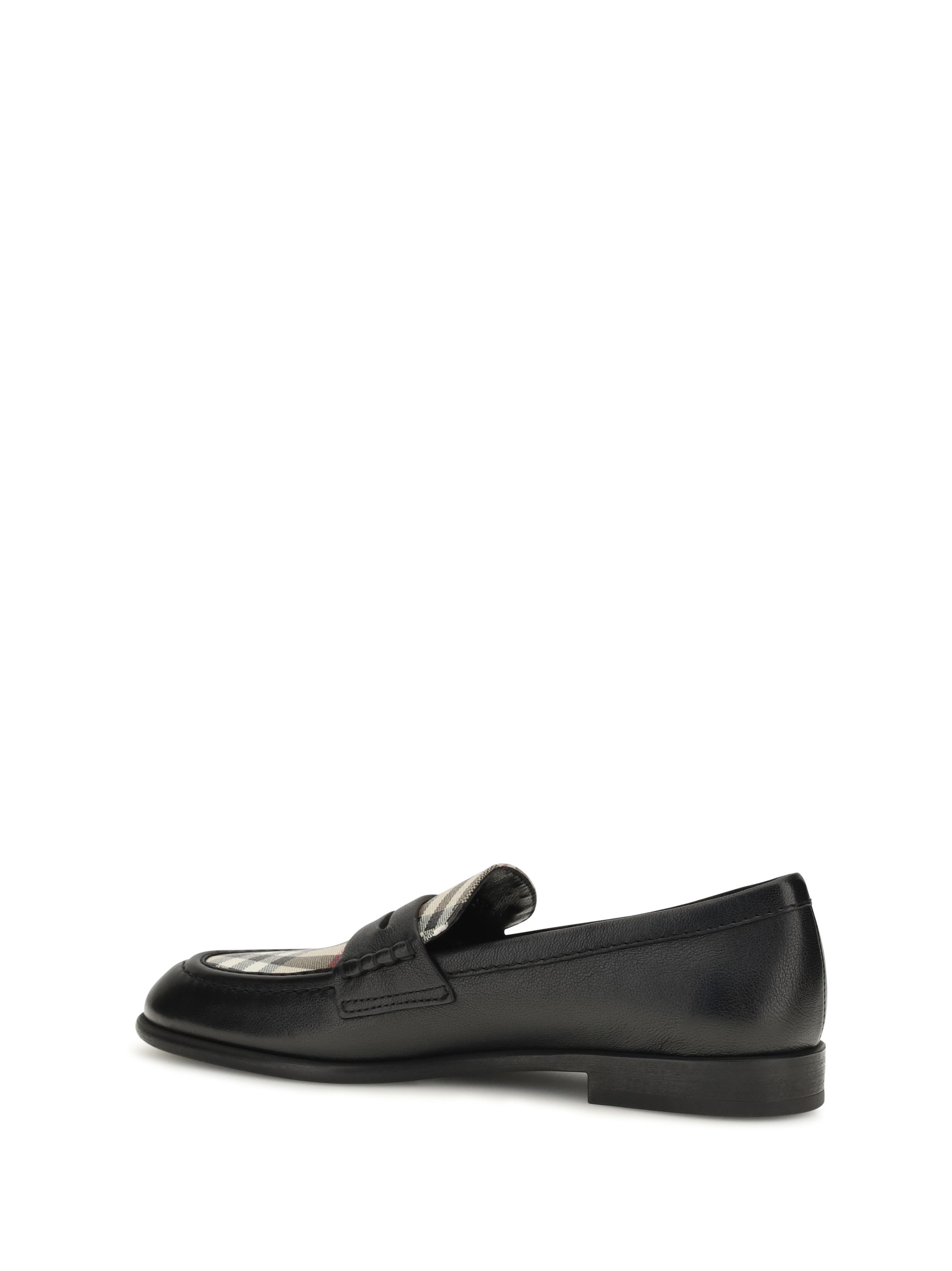 opal leather and check loafers