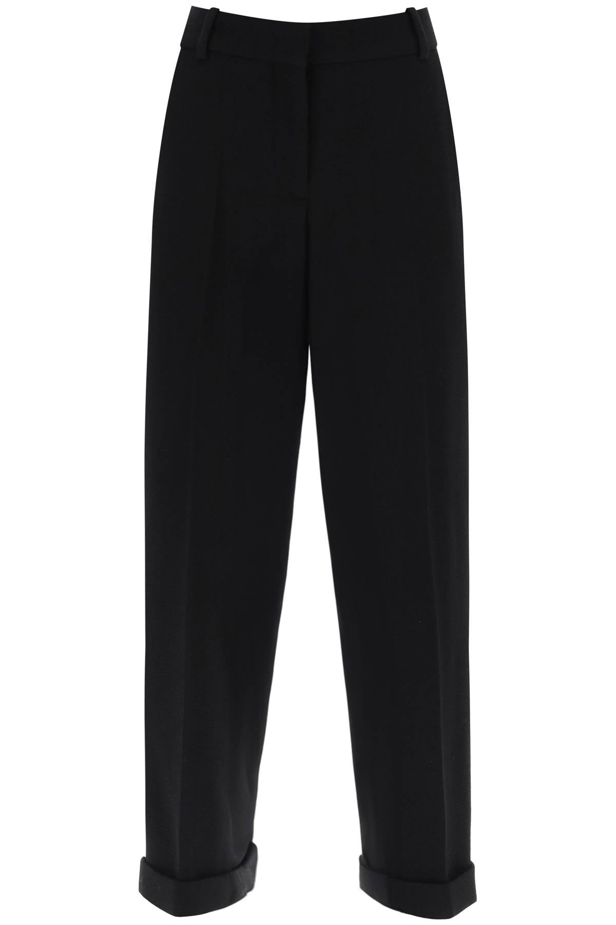 cuffed wool crepe trousers