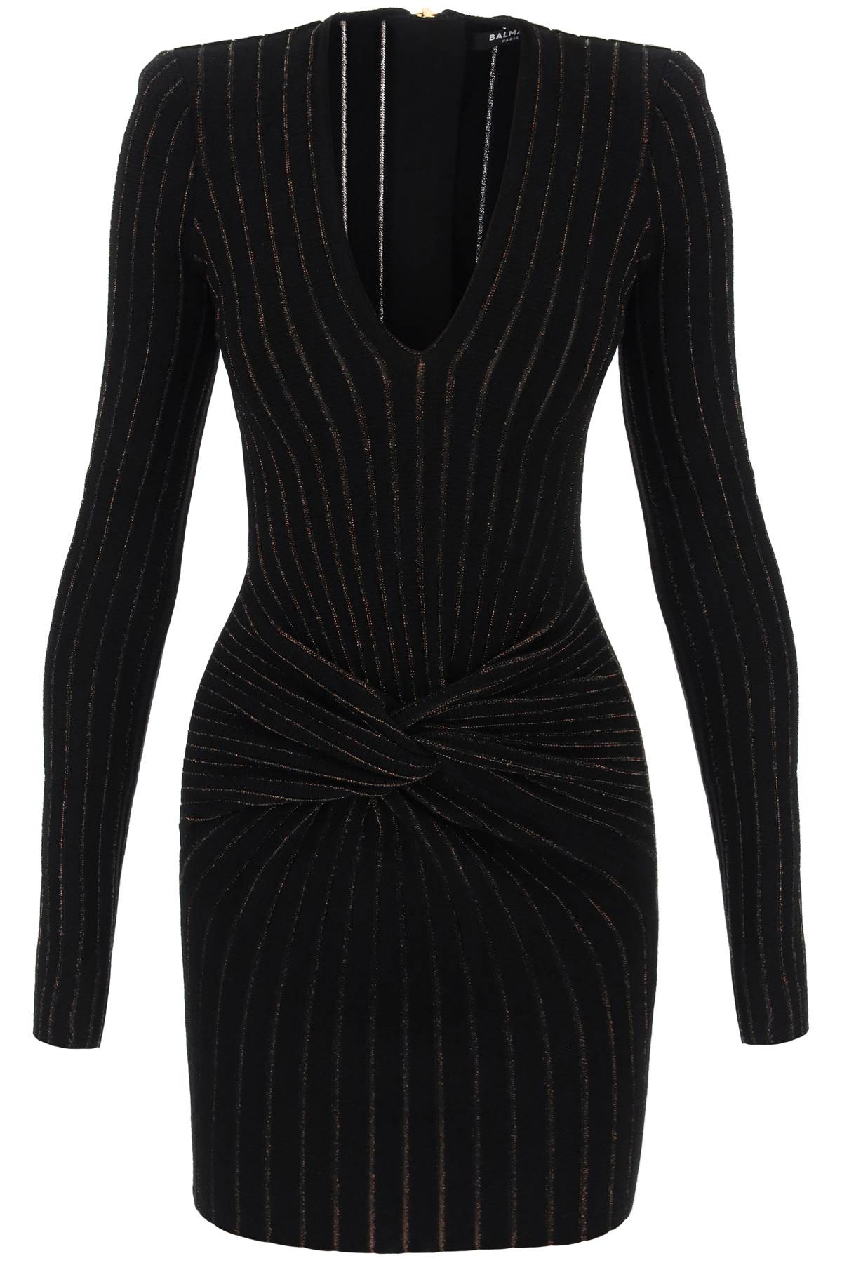 knitted mini dress with lurex stripes