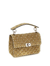 medium rockstud spike suede top handle bag