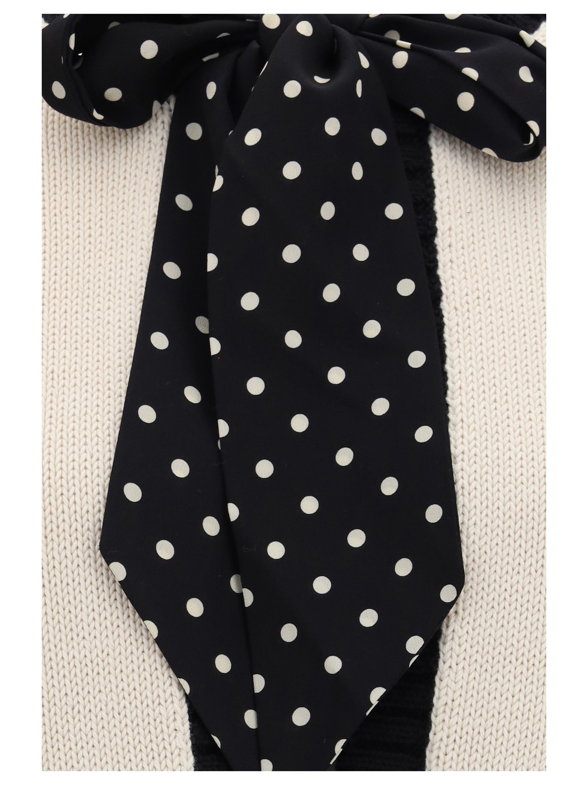 open polka-dot bow cardigan