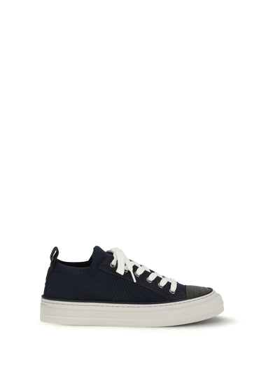 cotton knit and suede sneakers