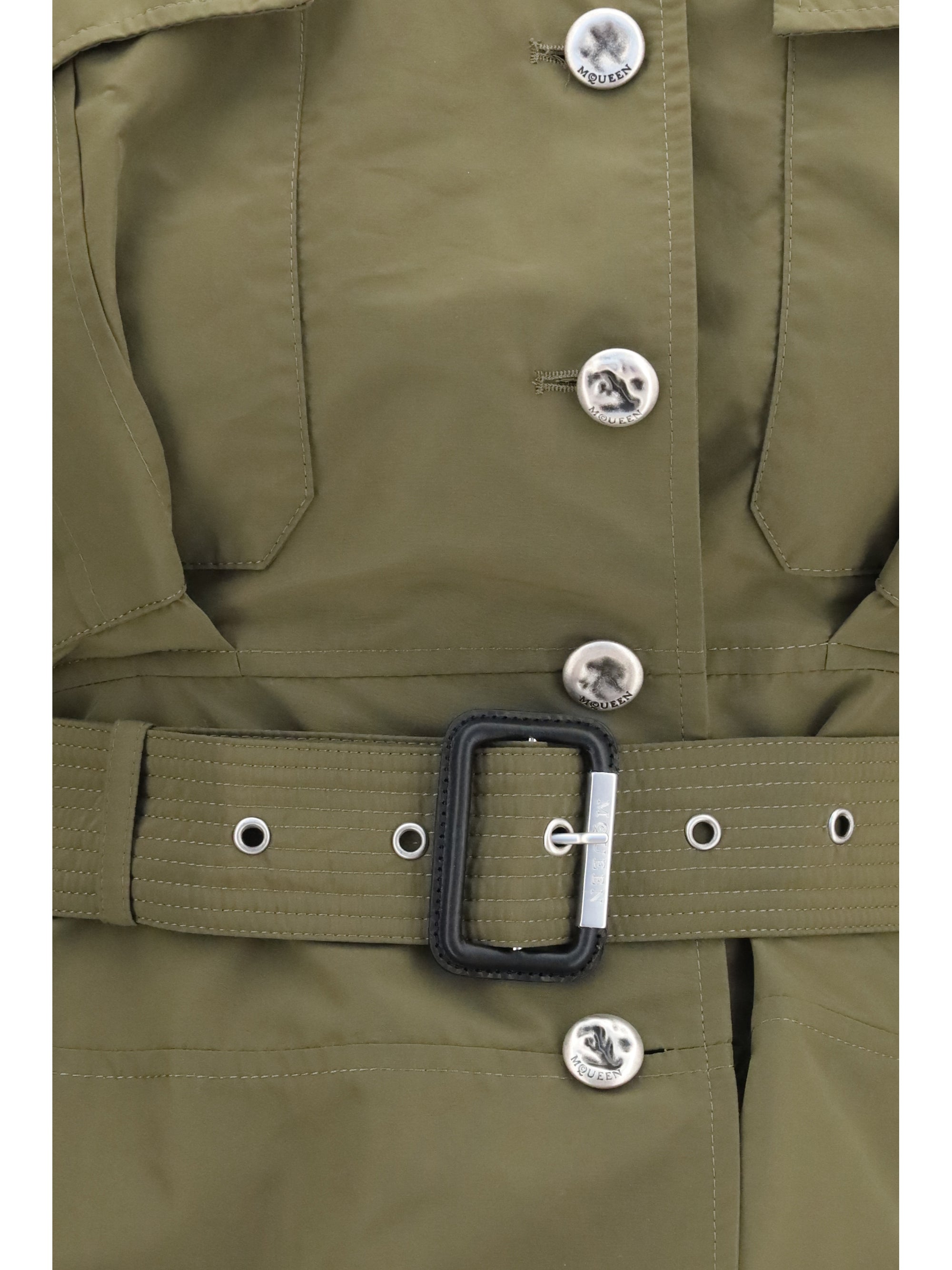 cropped belted high-neck jacket