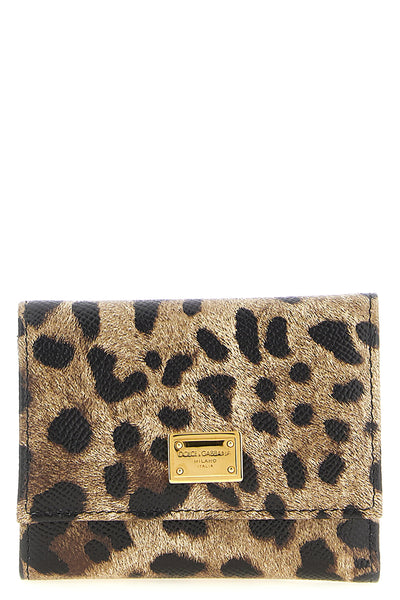 french flap wallet in animal print dauphine leather