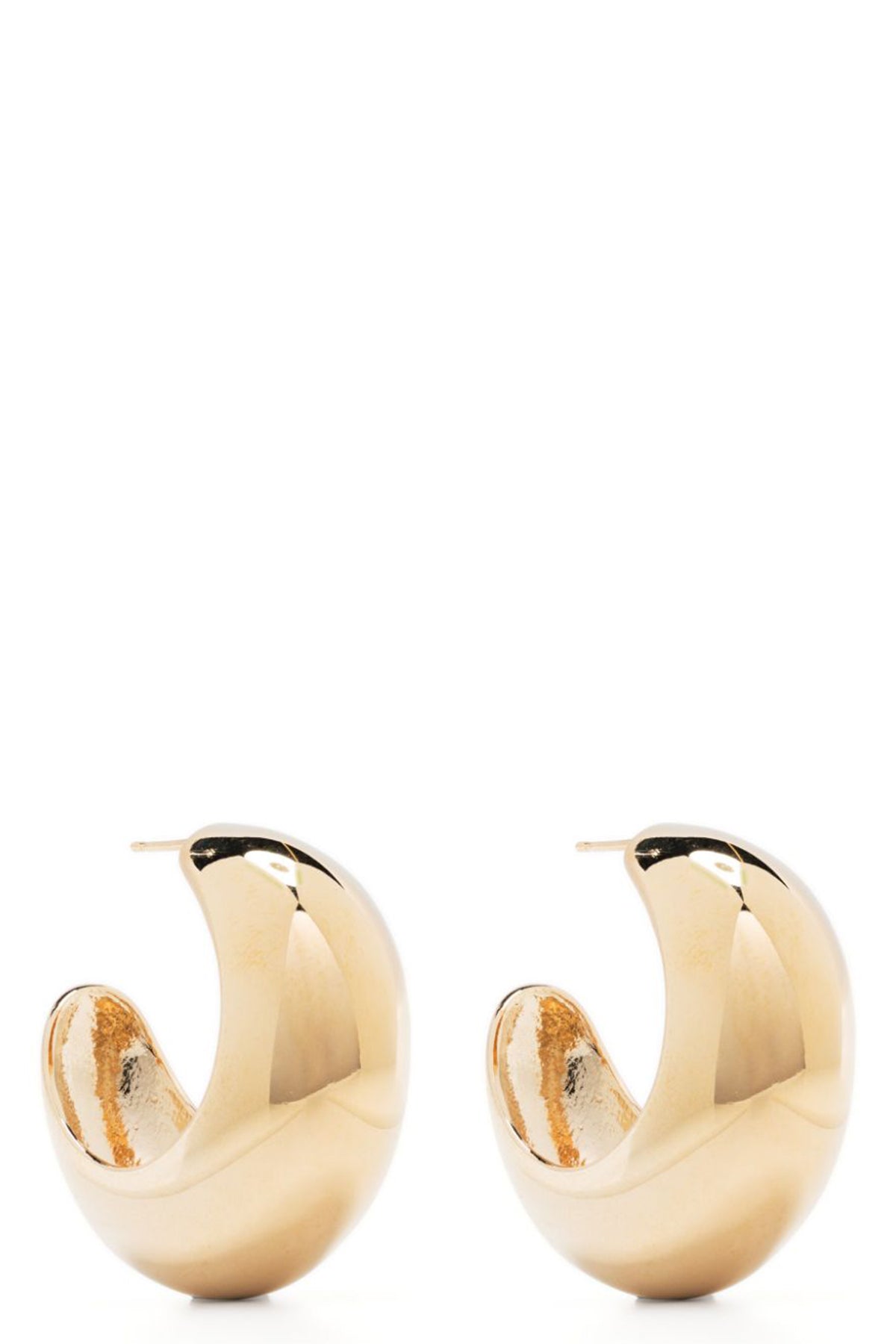 gold metal earrings shiny crescent