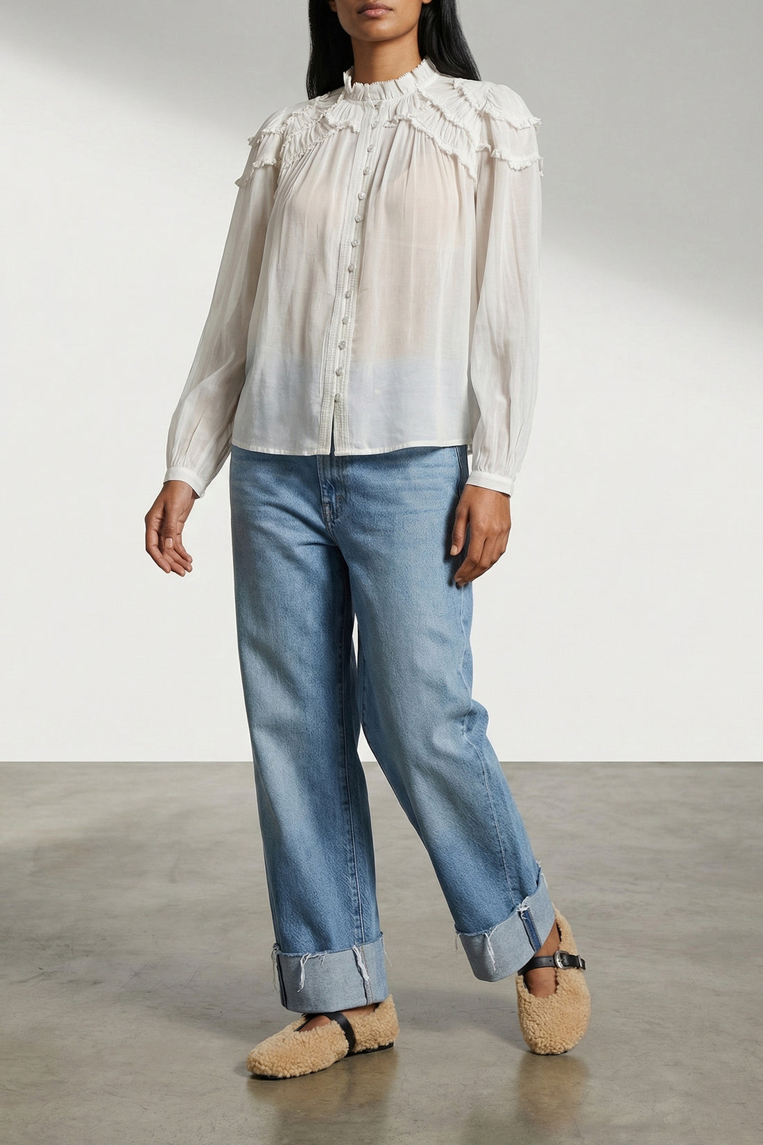 KATE CATE 36 jude shearling and smooth leather ballet flats