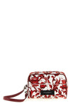 essenza handbag in maiolica print poplin and smooth tone-on-tone calf leathe
