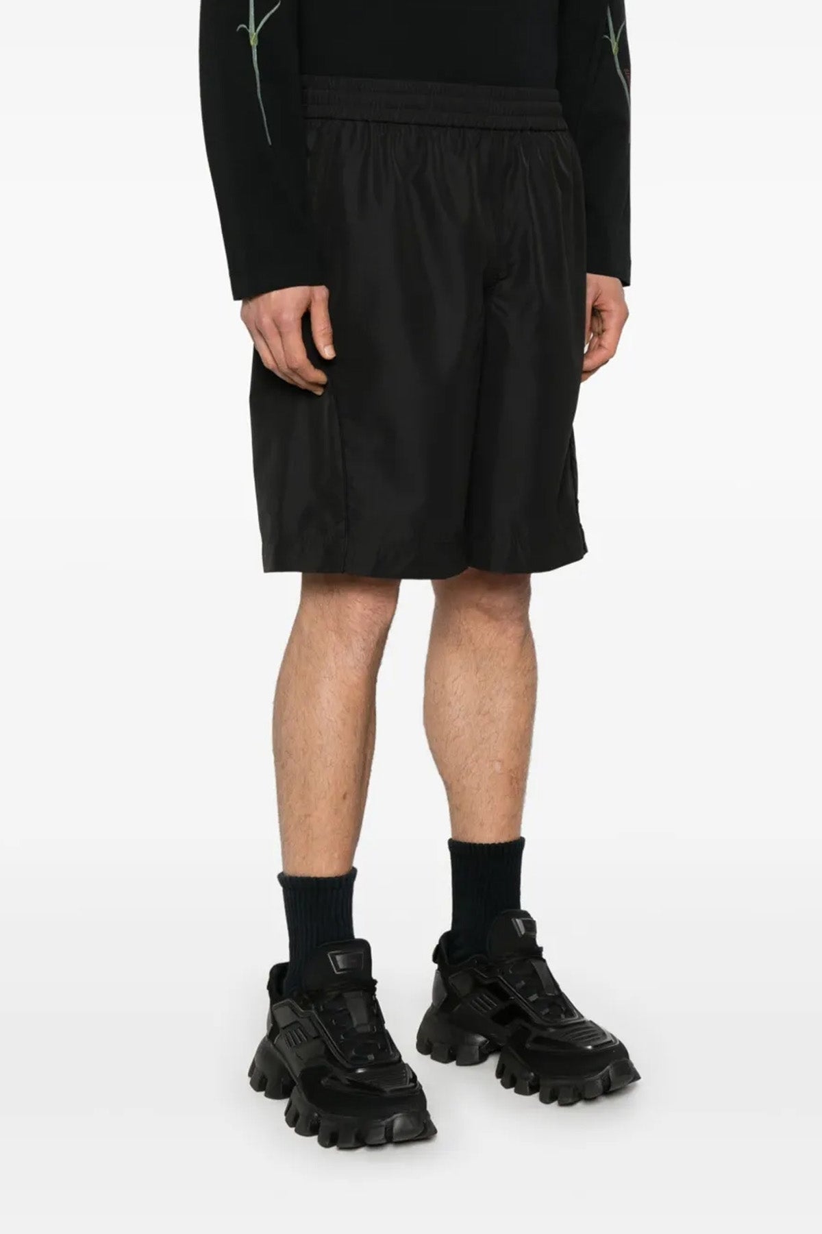 bermuda shorts in synthetic fabric