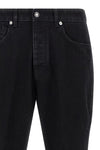 used-effect garment-dyed cotton denim jeans