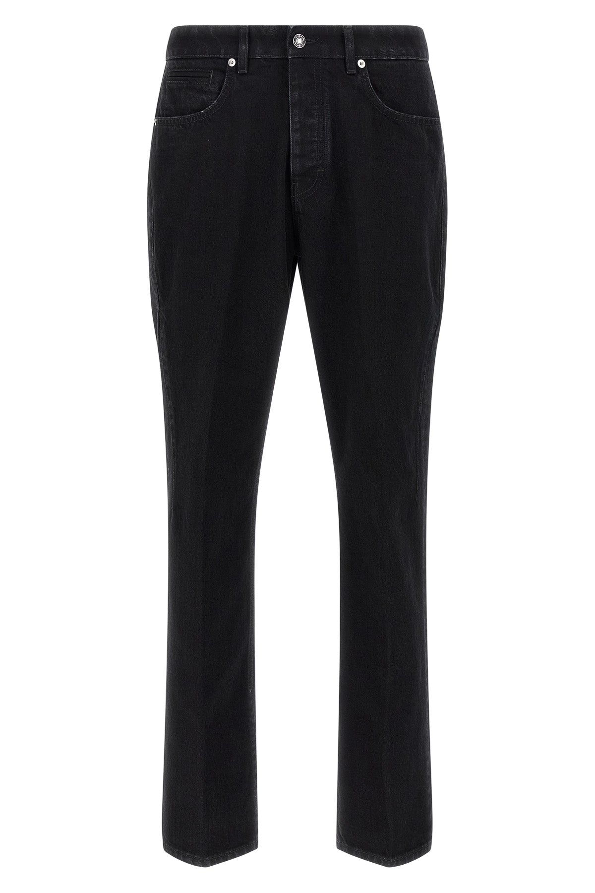 used-effect garment-dyed cotton denim jeans