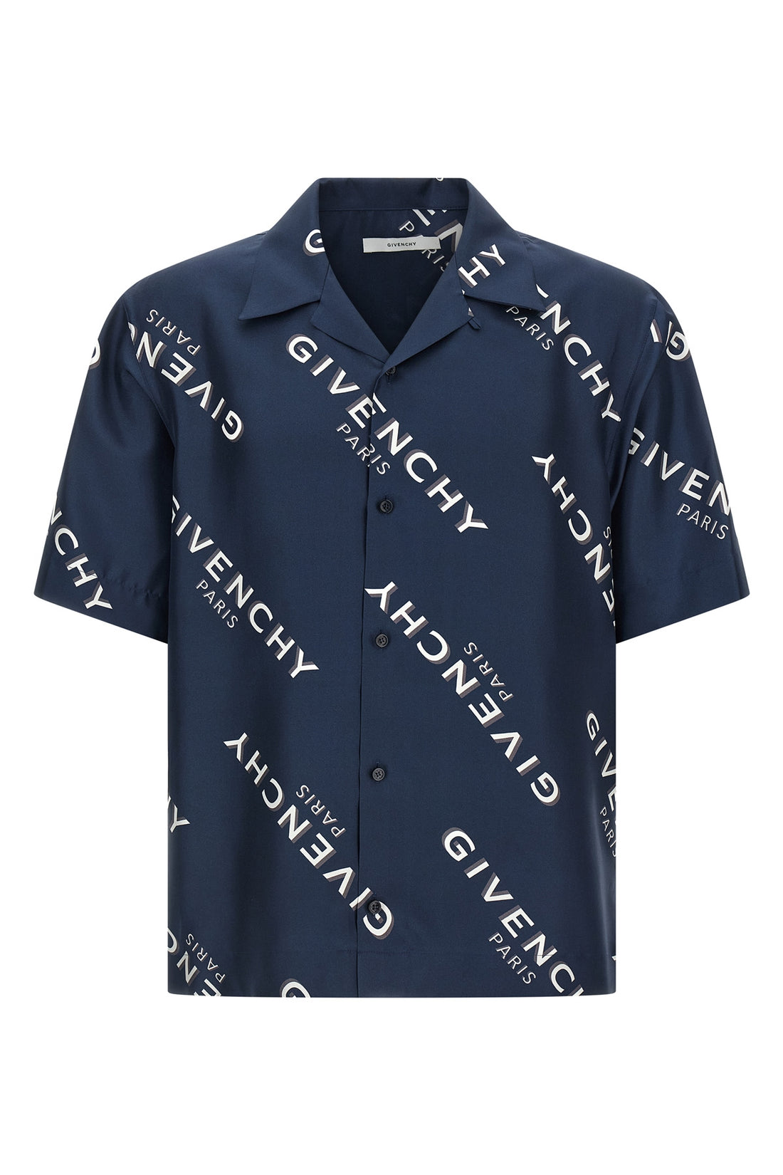 GIVENCHY 40 cm all-over givenchy shadow print silk shirt
