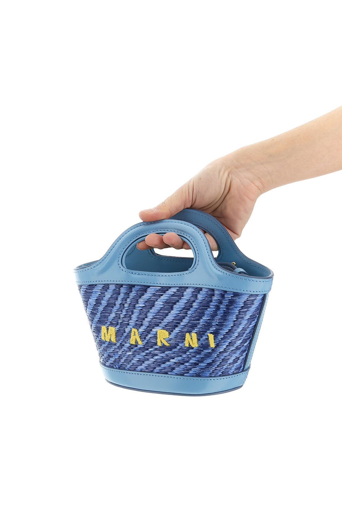 MARNI OS micro tropicalia handbag in raffia-effect fabric