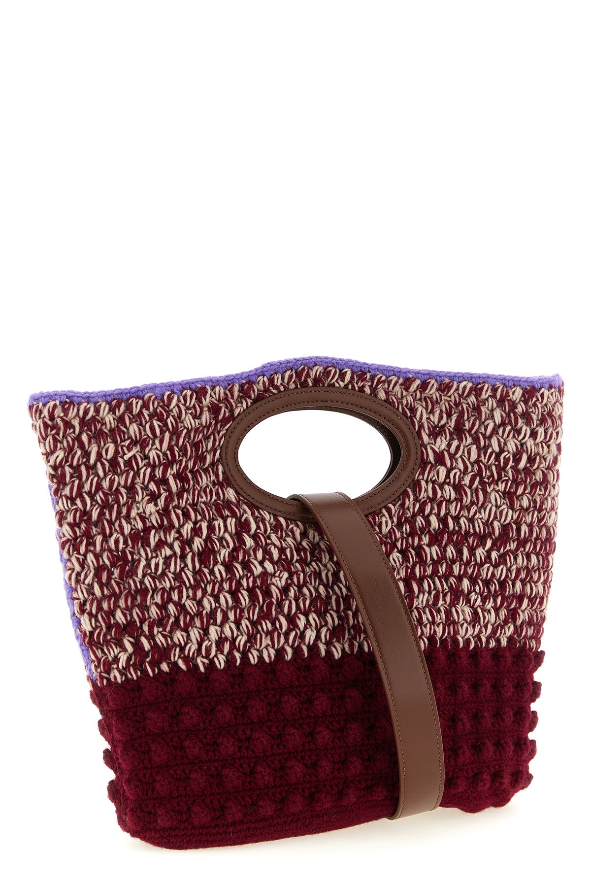 the marni knotty pure wool handbag is distinguished by a structured knit