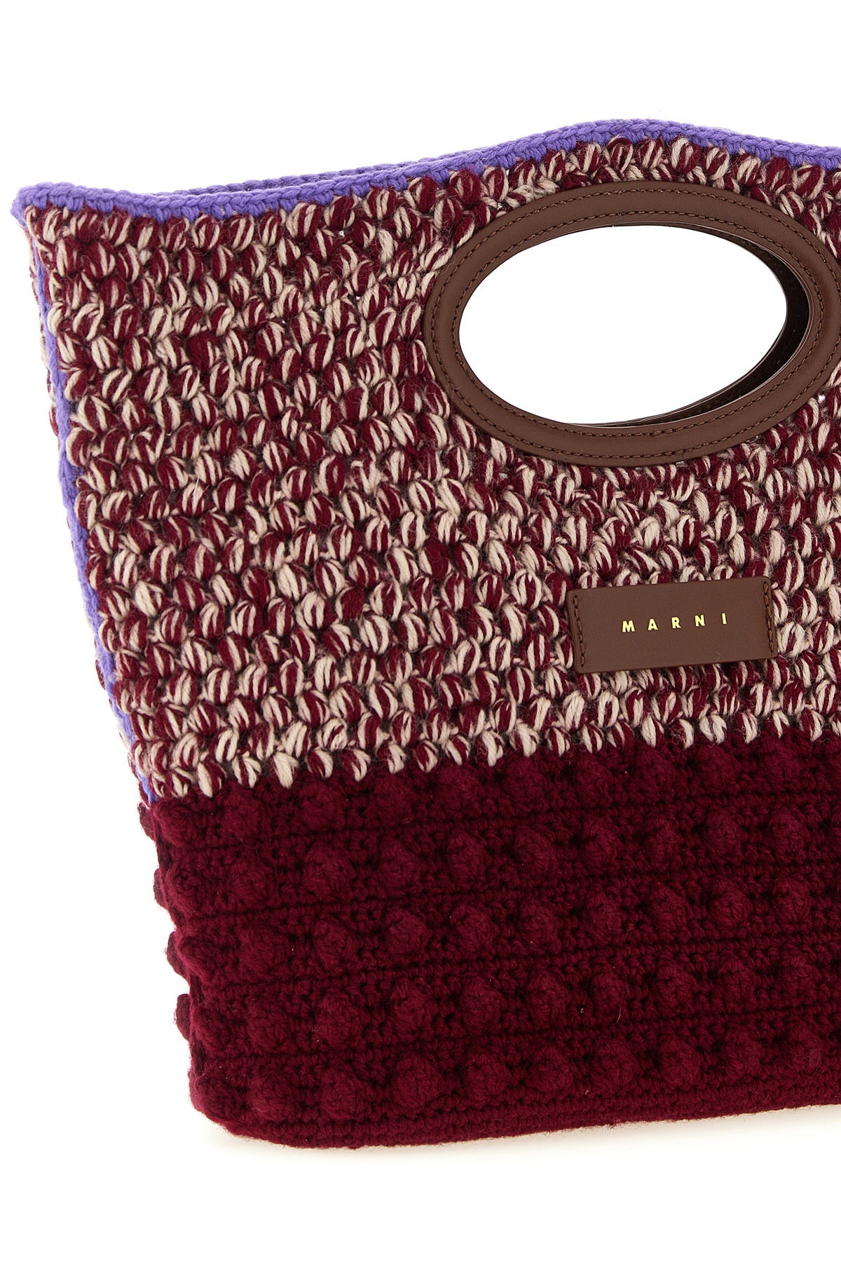 the marni knotty pure wool handbag is distinguished by a structured knit