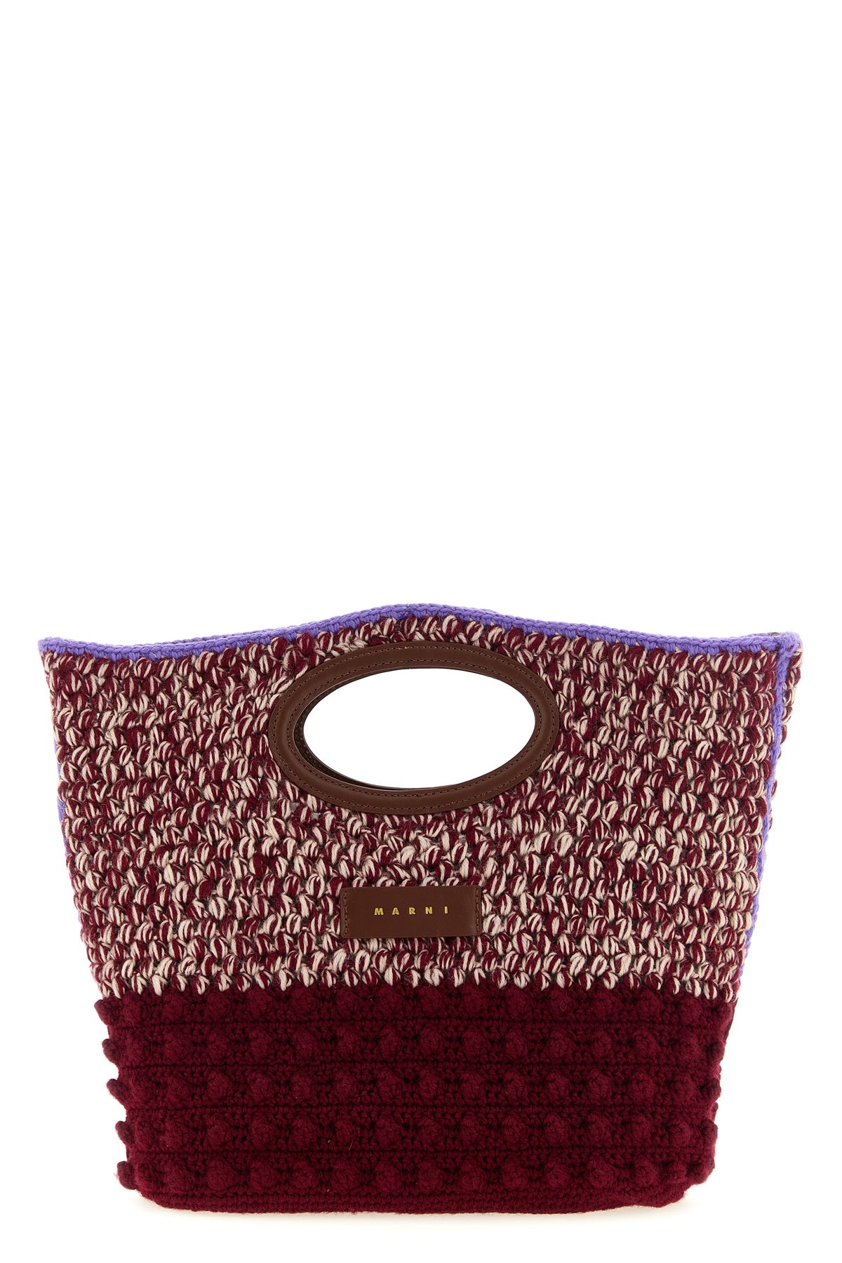 the marni knotty pure wool handbag is distinguished by a structured knit