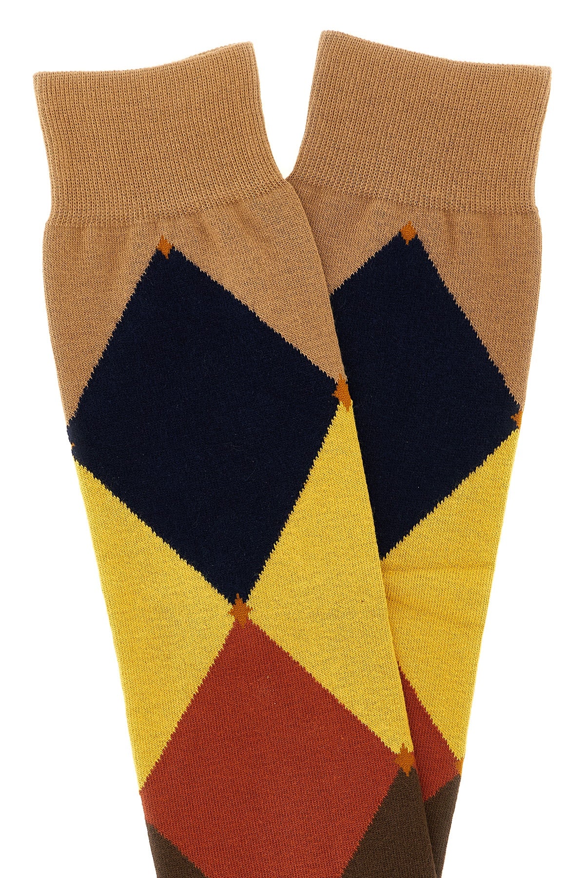 diamond-patterned cotton stocking