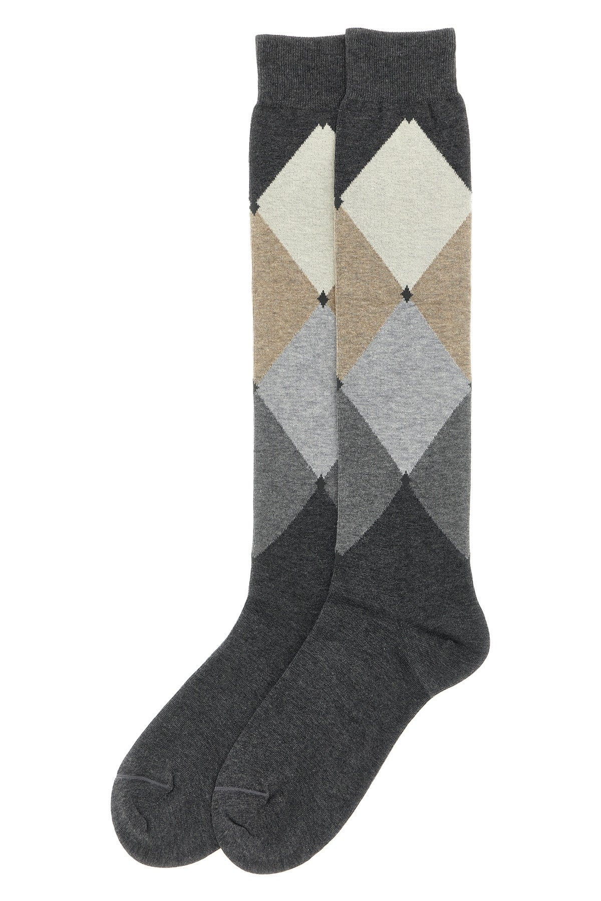 diamond-patterned cotton stocking