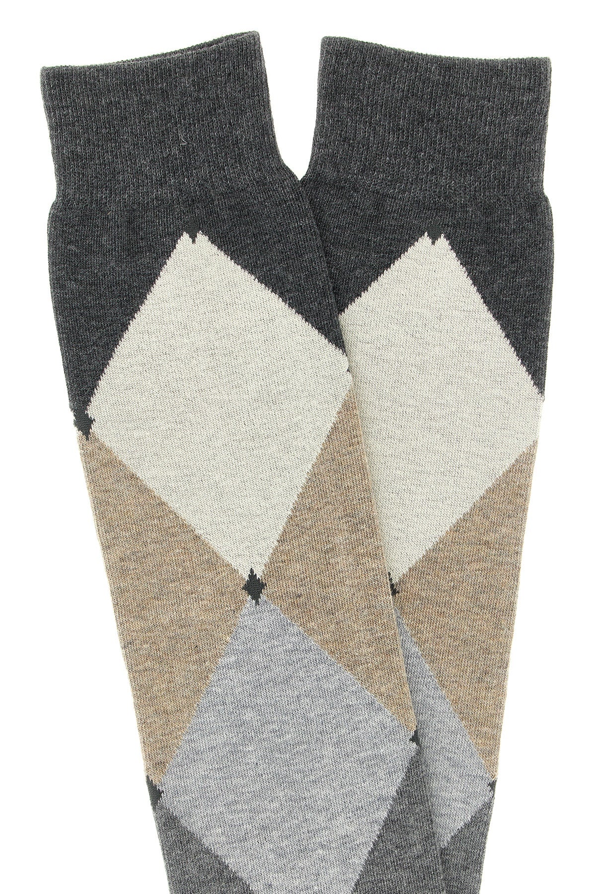 diamond-patterned cotton stocking