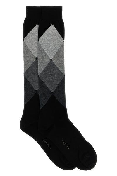 diamond-patterned cotton stocking