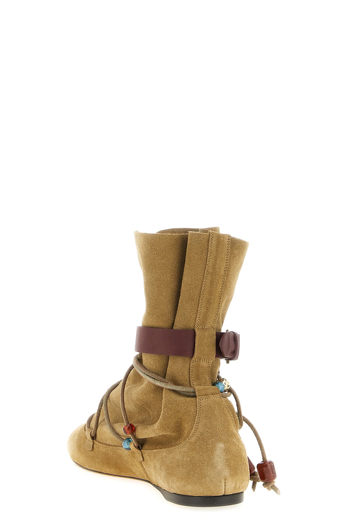 letiz draped and unlined suede ankle boots