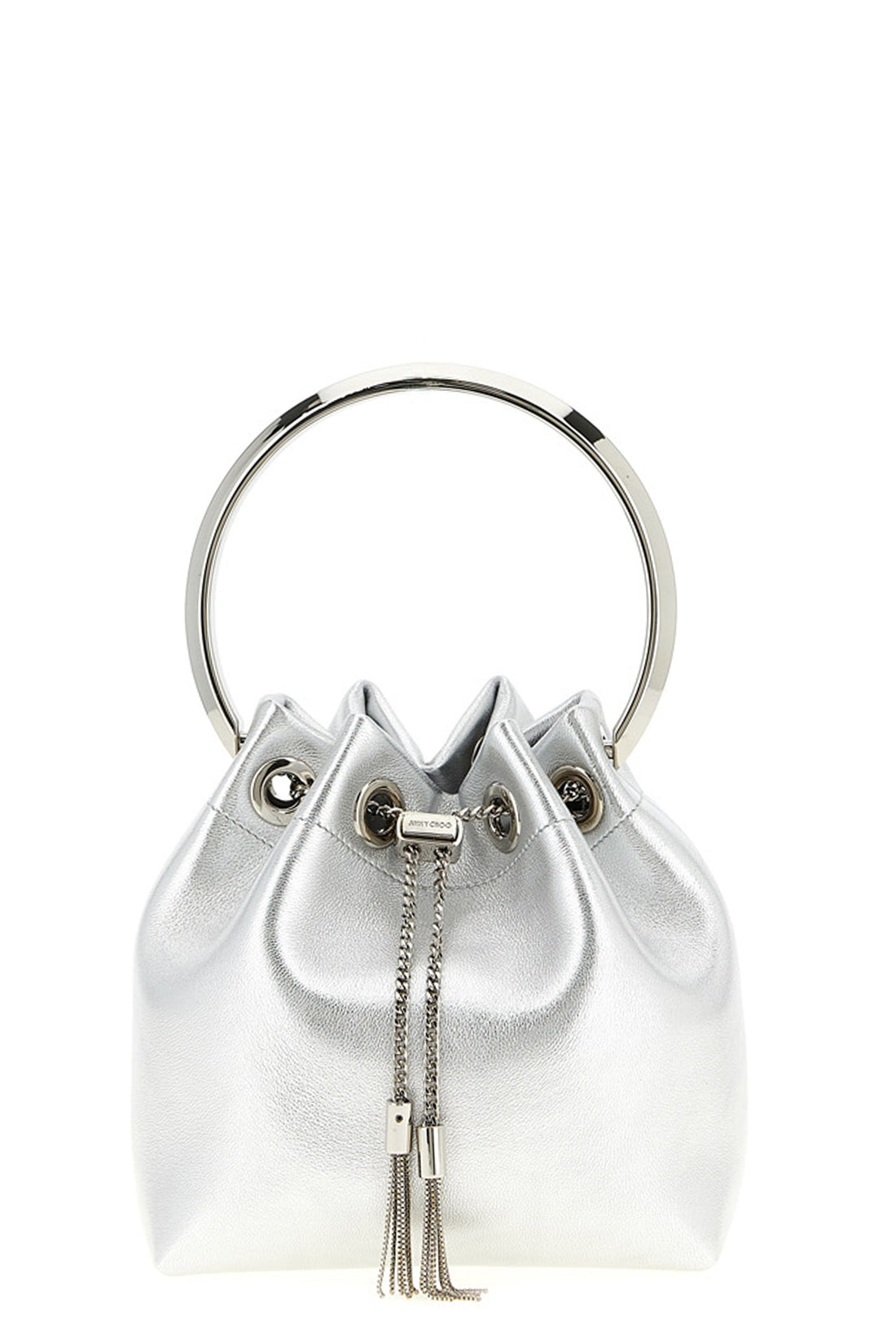 JIMMY CHOO OS diwali capsule bon bon bucket bag in metallic-effect nappa leather