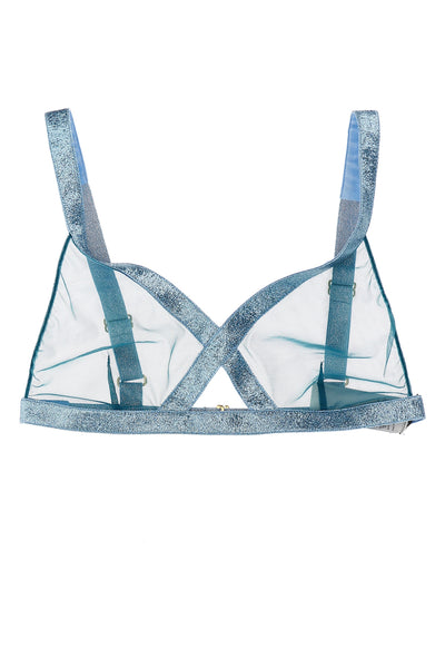 sable tulle and iridescent fabric bra